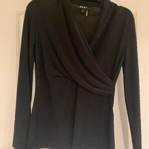 DKNY Textured Black Knit Top